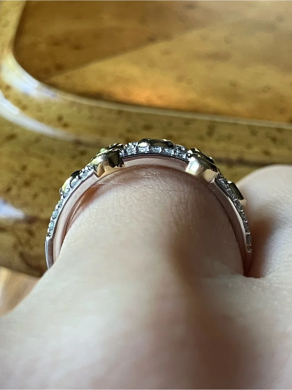 Lab Grown Yellow and White Diamond Ring Size 6.75